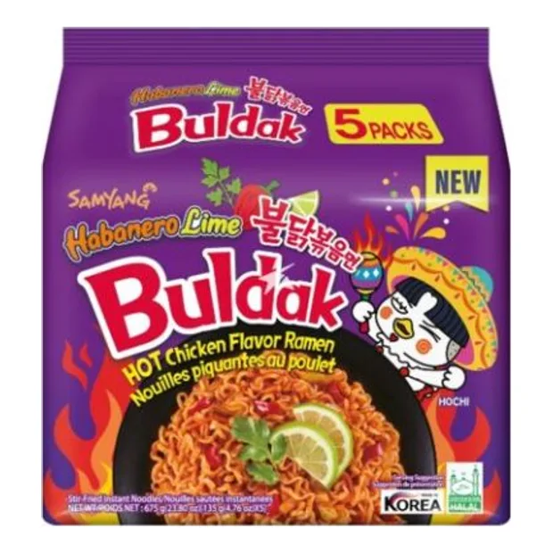 Samyang Buldak Hot Chicken Ramen Habenero Lime (8x5 Pack)